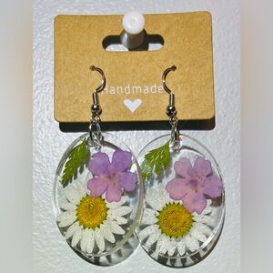 Floral Handmade Oval Earrings